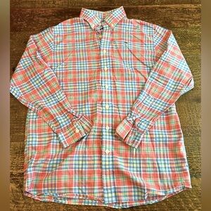- Vineyard Vines Boys Madras Plaid Button Down sz L (16) NWOT